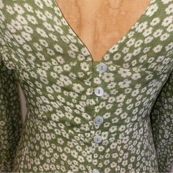 Billabong Green Patterned Long Sleeve Dress boho - Picture 4 of 10